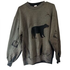Vintage Gray/green bohemian Bear Print Men's Sweater size large